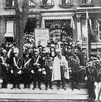 Marcus Garvey flanked by Potentate Gabriel M. Johnson of Liberia